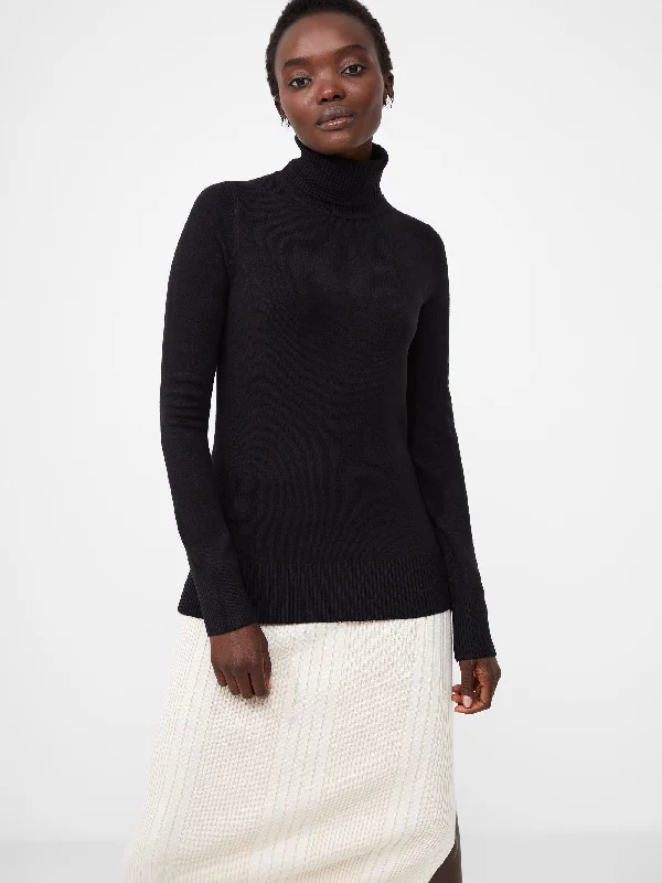 Knit Tops with High-Low Design-Babysoft Ribbed High Neck Tunic Top