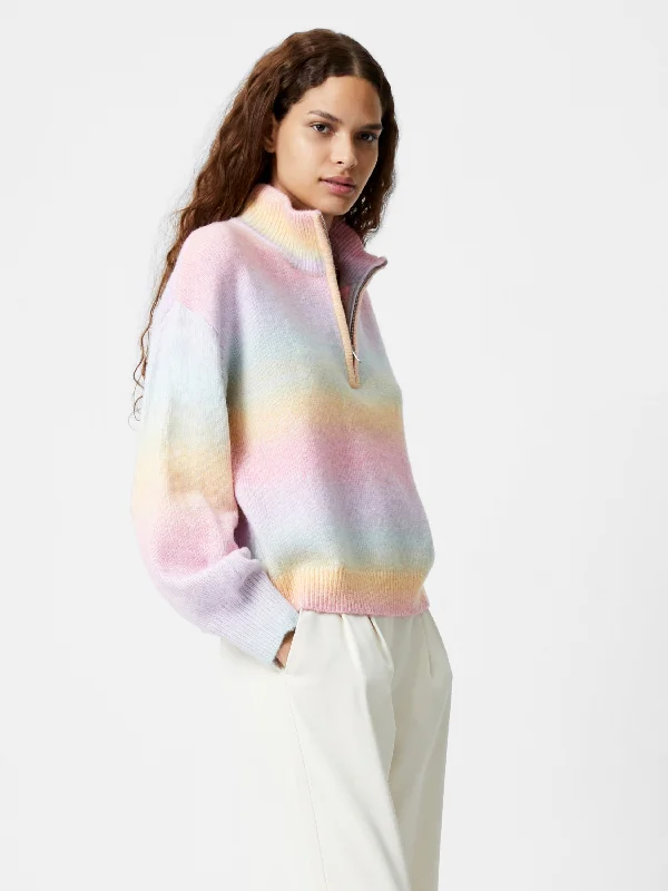 Lightweight Women's Knit Sweater with Patterns -Babysoft Space Dye Half Zip Jumper