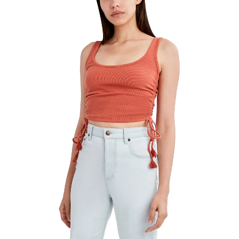 Women's Trendy Camis with Unique Designs -BCBGeneration Women's Ribbed Knit Cropped Tank Top with Drawstring Sides