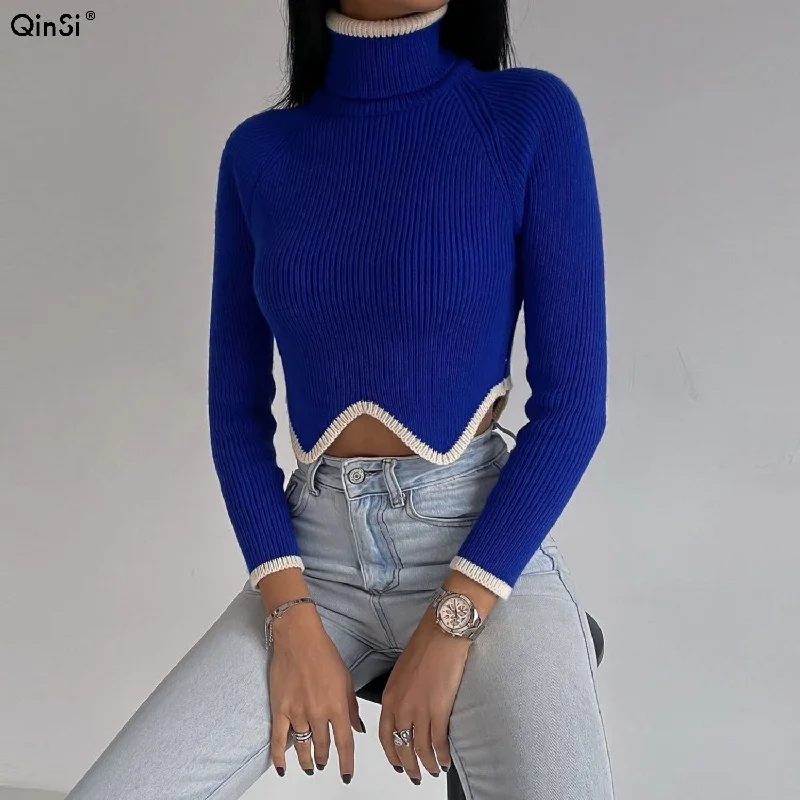 Women's Chunky Knit Wool Pullovers Sweater-Bclout/QINSI 2023 Autumn Winter Elegant Female Jumper Long Sleeve Sexy Slim Turtleneck Crop Sweater Women Knitted Pullover Women's Chunky Knit Wool Pullovers Sweater-Bclout/QINSI 2023 Autumn Winter Elegant Female Jumper Long Sleeve Sexy Slim Turtleneck Crop Sweater Women Knitted Pullover