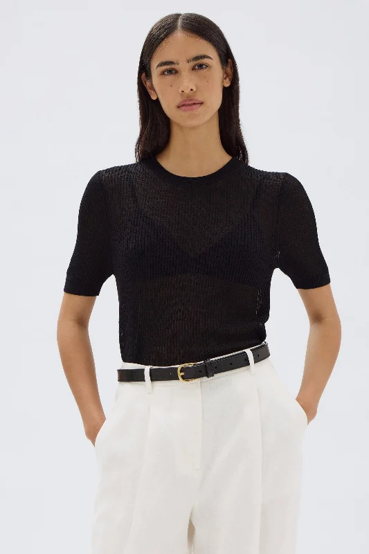 Women's Sporty Short Sleeve T-shirt -Belle Knit Short Sleeve Tee