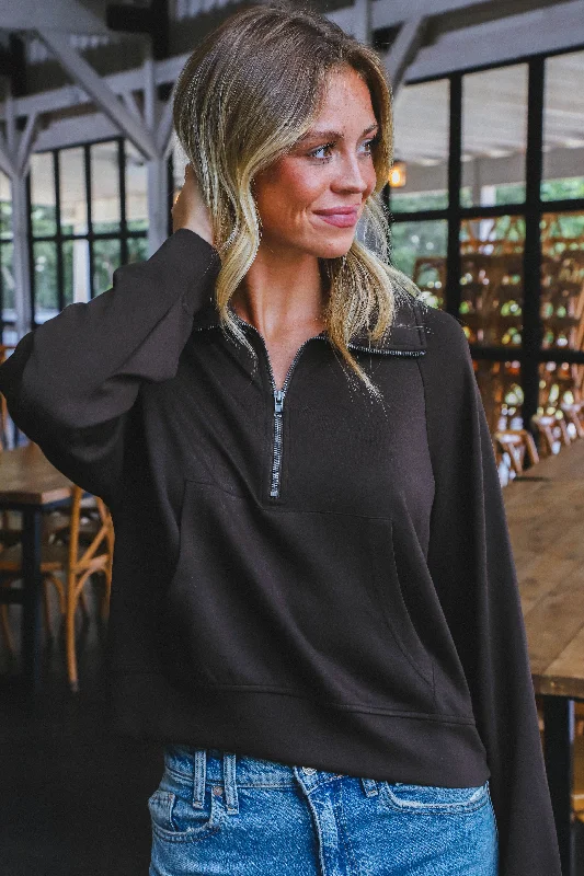 Women's Sweatshirts with Fun and Creative Graphics -Belle Quarter Zip Sweatshirt, Chocolate Brown Women's Sweatshirts with Fun and Creative Graphics -Belle Quarter Zip Sweatshirt, Chocolate Brown