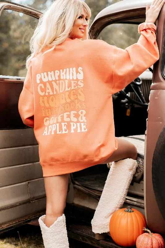 Women's Sweatshirts with Patterned Sleeves -Best Parts Of Fall Double-Sided Graphic Crewneck (Pumpkin) - Print On Demand