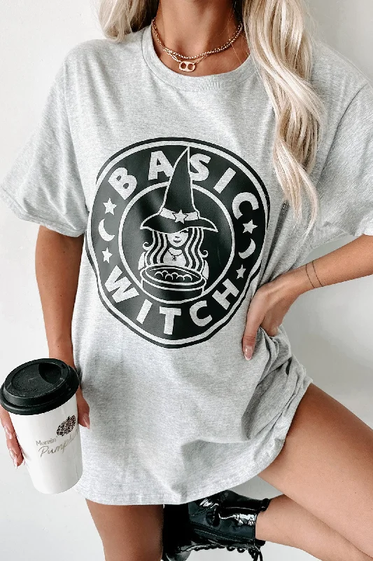 Women's Sweatshirts for Winter Layers -"Better Than Your Basic Witch" Graphic Multiple Shirt Options (Ash) - Print On Demand Women's Sweatshirts for Winter Layers -"Better Than Your Basic Witch" Graphic Multiple Shirt Options (Ash) - Print On Demand