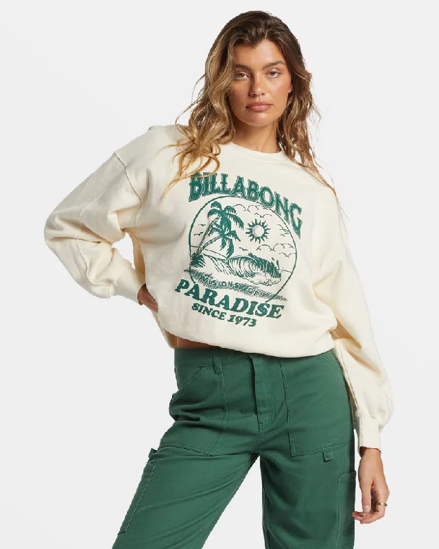 Women's Sweatshirts for Active Street Style -Billabong Fresh Take Crew Sweatshirt-White Cap
