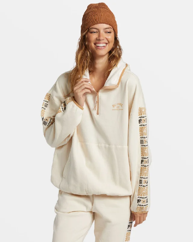 Women's Sweatshirts with Sporty Look -Billabong Surf Adventure Hooded Sweatshirt-White Cap