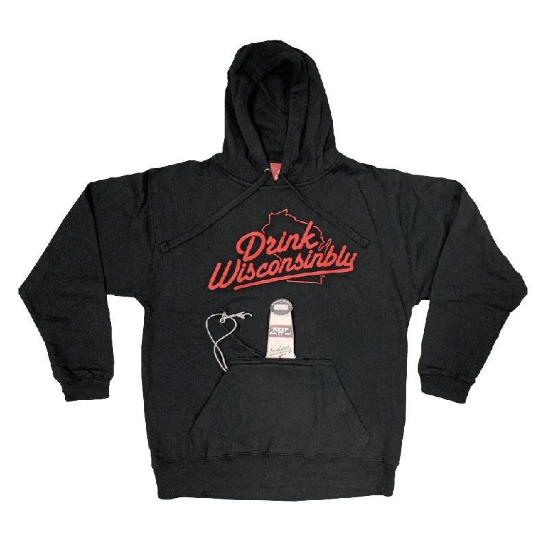 Women's Sweatshirts with Stylish Hood -Black Bottle Pouch Hoodie