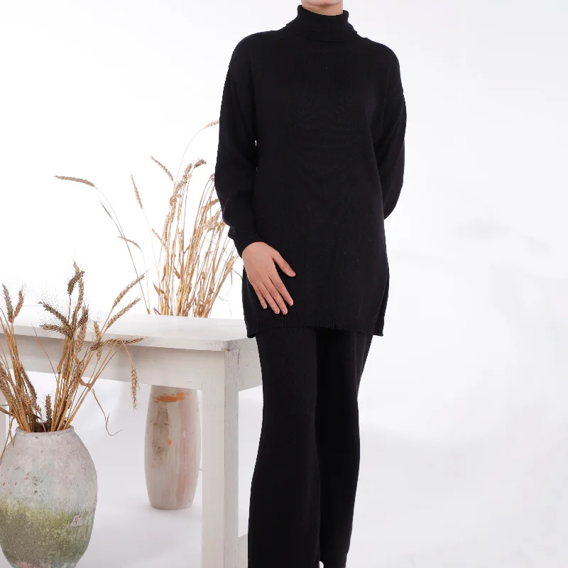 Women's Sweater Set with Casual Style -Black Sweaters Cord Set PW4855