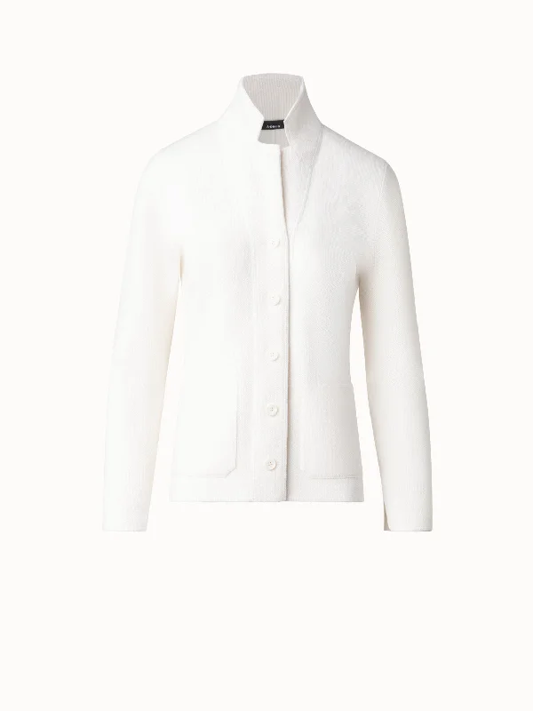 Women's Blazers with V-cut Collar -Blazer Style Cashmere Knit Cardigan
