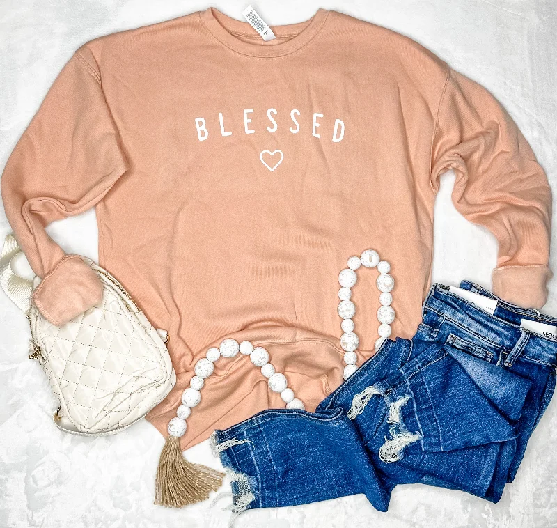 Women's Sweatshirts with Zip for Easy Access -Blessed Peach Sweatshirt