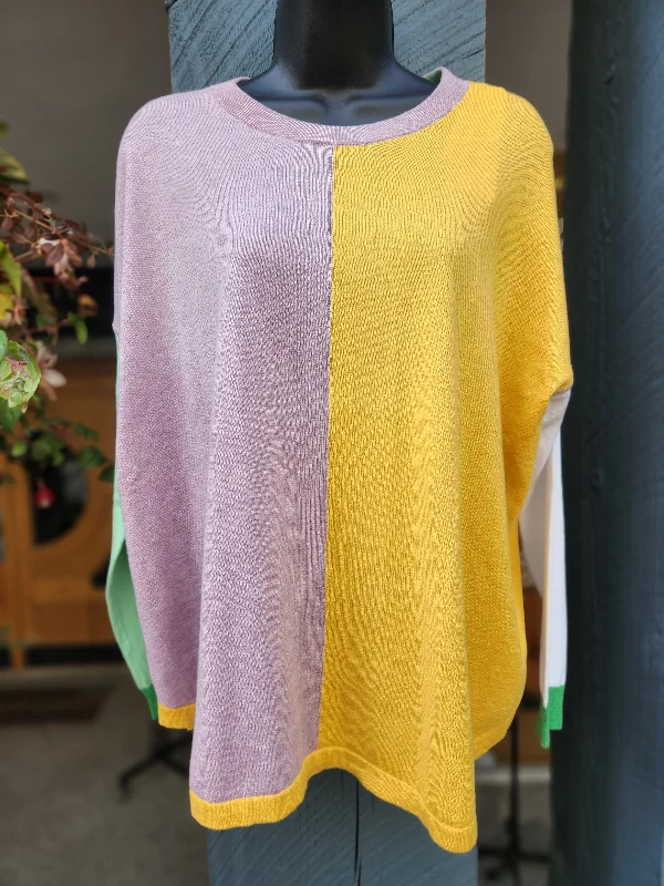 Women's Basic Knit Pullover Sweater-Block Color Pullover