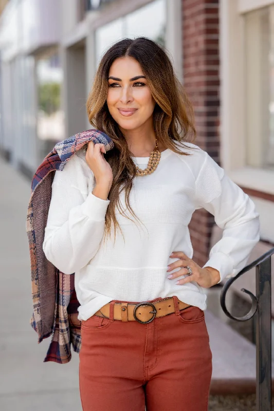 Women's Sweatshirts with Loose Fit -Blocked Subtle Textured Sweatshirt