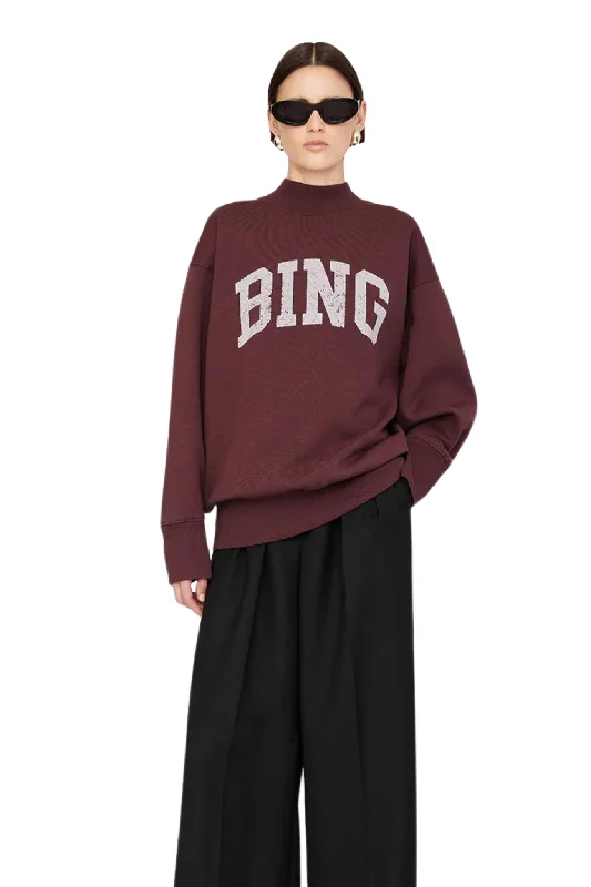 Women's Sweatshirts with Chic Detailing -Bradie Bing Sweatshirt in Burgundy