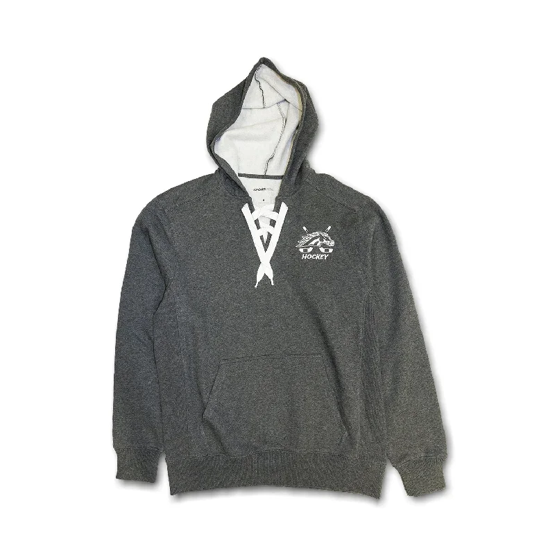Women's Sweatshirts for Sporty Comfort -Broncos Hockey Lace-Up Hoodie