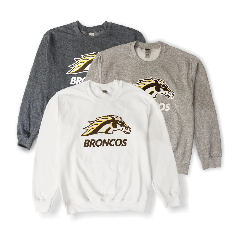 Women's Sweatshirts with Cool Side Slits -Broncos Spirit Mark Crewneck