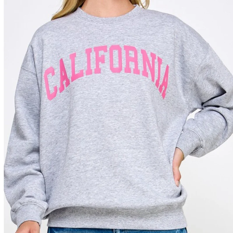 Women's Sweatshirts with Adjustable Fit -California Oversized Sweater Heather Grey