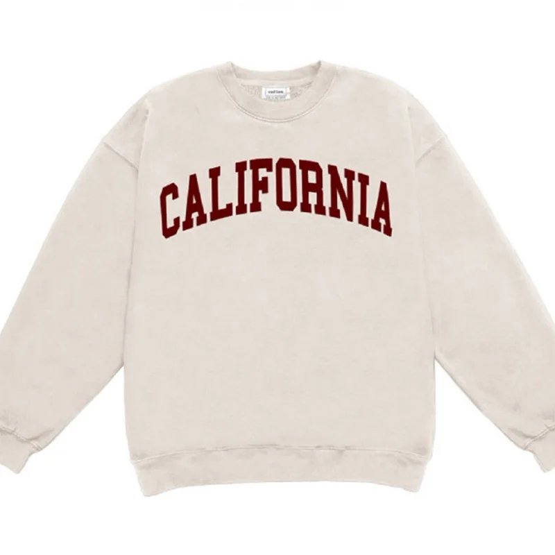 Women's Sweatshirts for Outdoor Adventures -California Oversized Sweater Beige