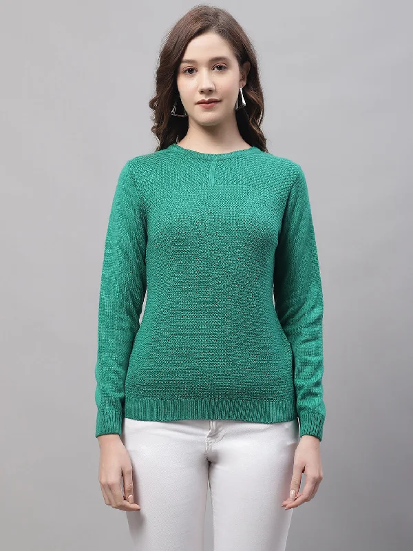 Women's Pullovers Sweater with Color Block Design-Women's Casual Green Round neck Pullover Sweater Women's Pullovers Sweater with Color Block Design-Women's Casual Green Round neck Pullover Sweater