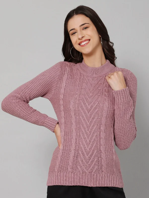 Women's Oversized Knit Pullovers Sweater-Women's Casual Lilac Round neck Pullover Sweater Women's Oversized Knit Pullovers Sweater-Women's Casual Lilac Round neck Pullover Sweater