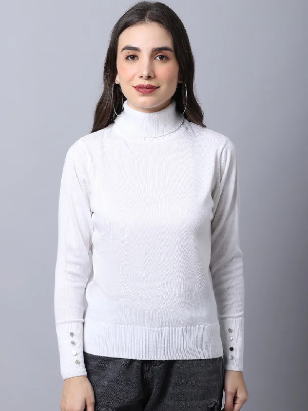 Women's Pullovers Sweater for a Cozy Day-Women's Casual White Turtle neck Pullover Sweater Women's Pullovers Sweater for a Cozy Day-Women's Casual White Turtle neck Pullover Sweater
