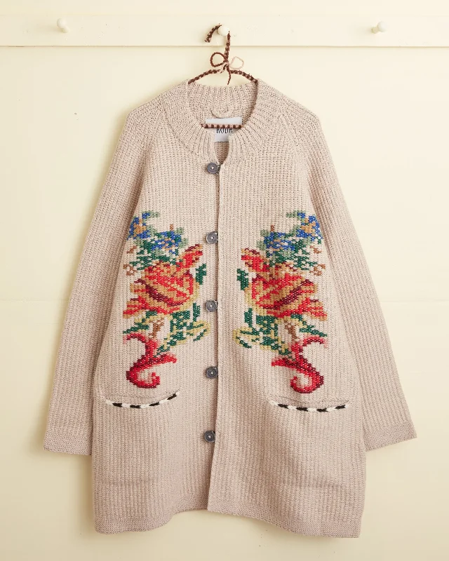 Knit Tops with Colorful Sleeves-Cape Cod Cross Stitch Jacket