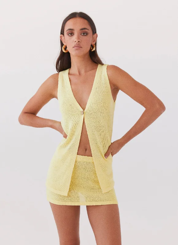 Knit Tops with Split Back Design-Capri Glow Knit Top - Canary