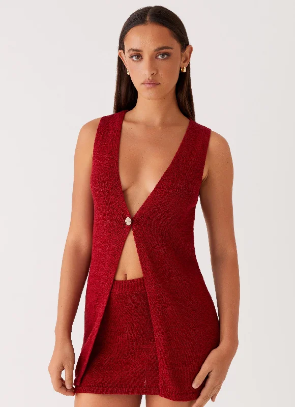 Women's Knit Sweater with Diamond Patterns -Capri Glow Knit Top - Maroon