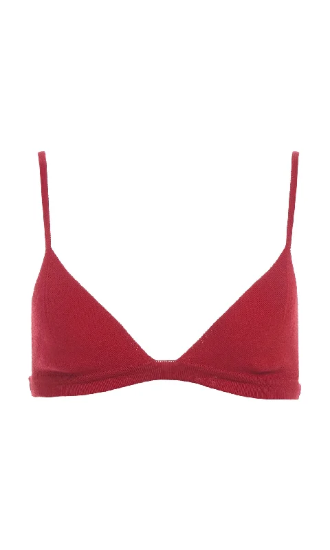 Knit Tops with Front Tie Knot-Carmen Knit Bra in Red Merino Wool