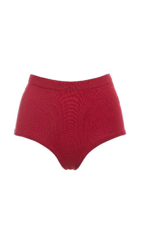 Knit Tops with Geometric Knit Patterns-Carmen Knit Short in Red Merino Wool