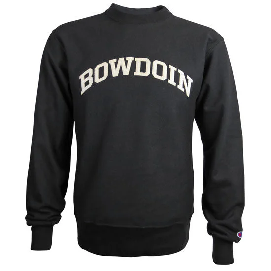 Women's Sweatshirts with Funky Logo -Black Reverse Weave Crew from Champion
