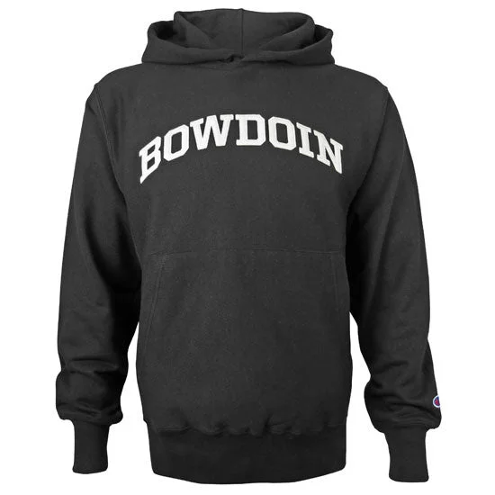 Women's Sweatshirts with Cute Animal Prints -Champion Black Reverse Weave Hood