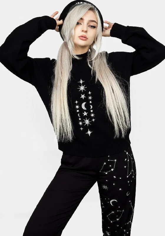 Women's Solid Color Knit Pullovers Sweater-Chandra Embroidered Jumper