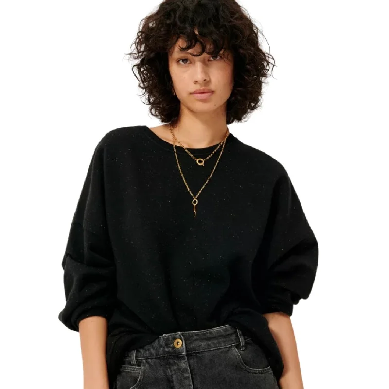 Knit Tops with Sleeve Details-Chebbi Oversized Sweater (Black Granit)