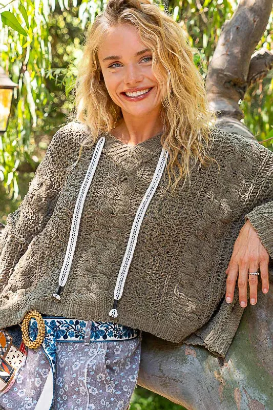 Women's Oversized Cashmere Pullovers Sweater-Chenille Pullover Sweater With Tie