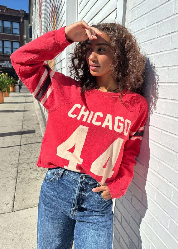 Women's Lightweight Sweatshirts for Spring -Chicago 44 Crop Crewneck - Red