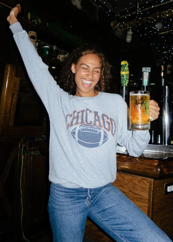 Women's Sweatshirts for Comfortable Fit -Chicago Football Vintage Crewneck - Heather Grey Women's Sweatshirts for Comfortable Fit -Chicago Football Vintage Crewneck - Heather Grey