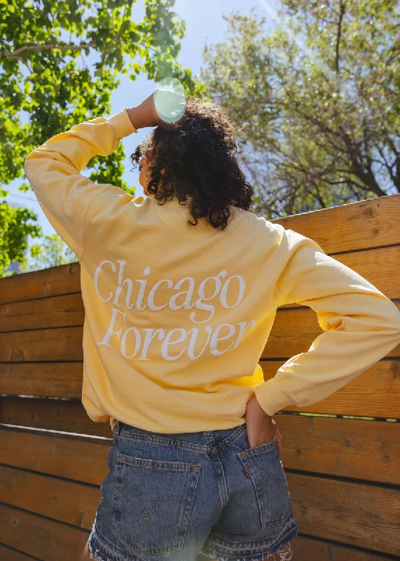 Women's Sweatshirts for Post-Run Comfort -Chicago Forever! Garment-Dyed Sweatshirt - Butter Women's Sweatshirts for Post-Run Comfort -Chicago Forever! Garment-Dyed Sweatshirt - Butter