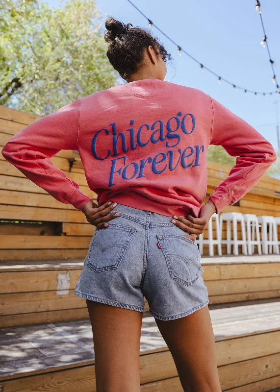 Women's Sweatshirts with Relaxed Neckline -Chicago Forever! Garment-Dyed Sweatshirt - Watermelon Women's Sweatshirts with Relaxed Neckline -Chicago Forever! Garment-Dyed Sweatshirt - Watermelon