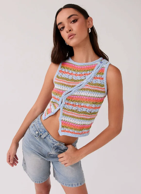 Boho Knit Tops-Chromatic Charm Knit Top - Citrus Oasis