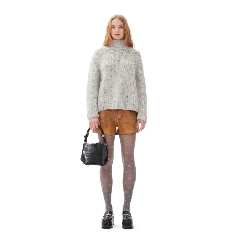 Knit Tops for Evening Glam-Chunky Marled Handknit Open Back Pullover (Paloma Melange)