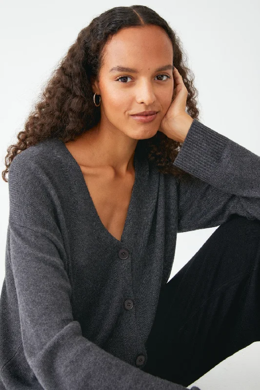 Knit Tops with Bell Sleeves-Classic Knit Cardigan