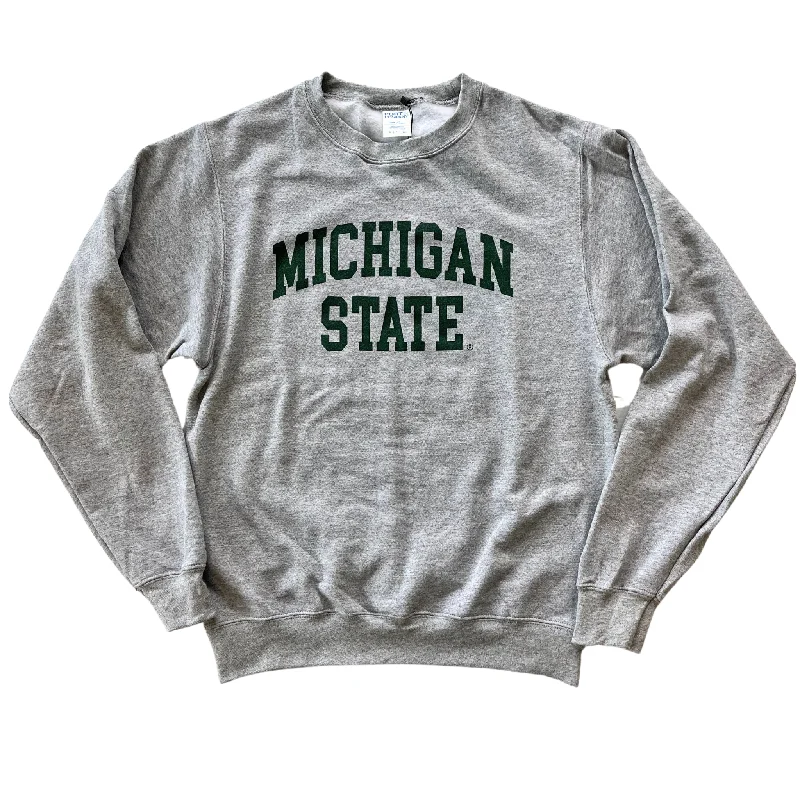 Women's Sweatshirts with Relaxed Hood -Classic Michigan State Crewneck Sweatshirt