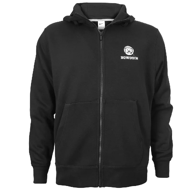 Women's Sweatshirts for Layered Looks -Club Fleece Full-Zip Hoodie with Embroidered Medallion & Bowdoin from Nike