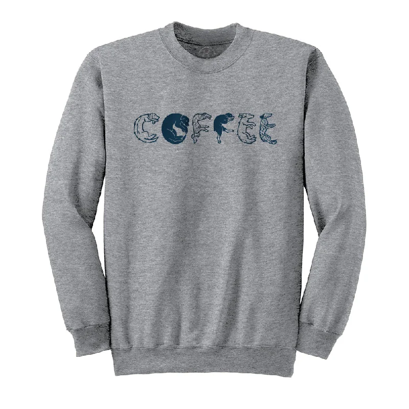 Women's Sweatshirts with Feminine Cut -Coffee Dogs Crewneck Sweatshirt