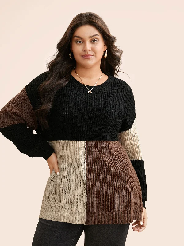 Women's Pullover Sweater with Simple Design-Colorblock Contrast Drop Shoulder Pullover Women's Pullover Sweater with Simple Design-Colorblock Contrast Drop Shoulder Pullover