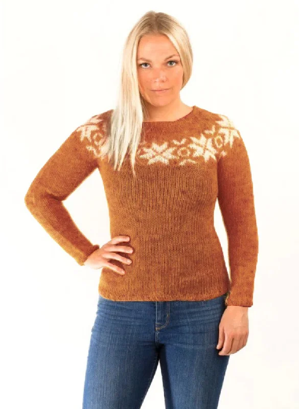 Women's Pullovers Sweater with Detailed Stitching-Eykt Wool Pullover Amber Heather