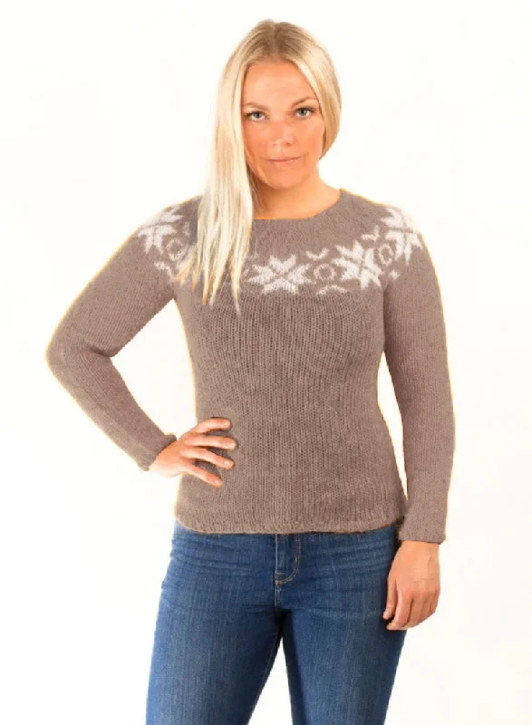 Women's Slimmer Fit Pullovers Sweater-Eykt Wool Pullover Oatmeal