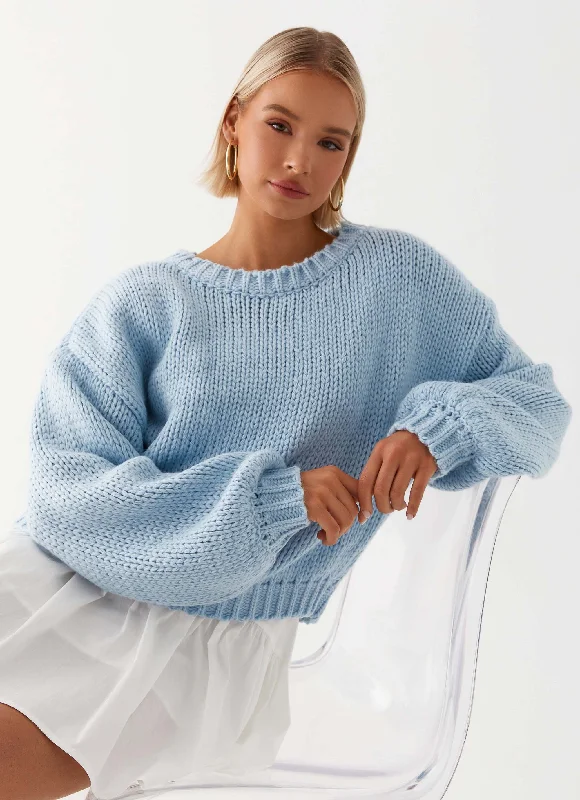 Knit Tops for Weekend Getaways-Costella Knit Sweater - Blue