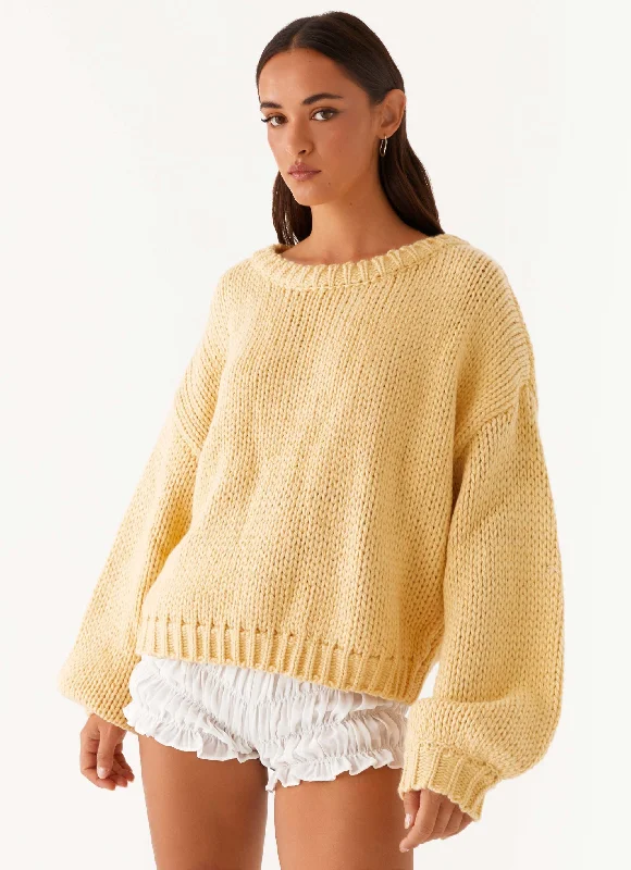 Knit Tops with Drawstrings-Costella Knit Sweater - Yellow