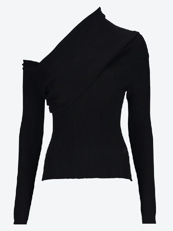 Lightweight Women's Knit Tops -Multi-styling rib knit sweater
